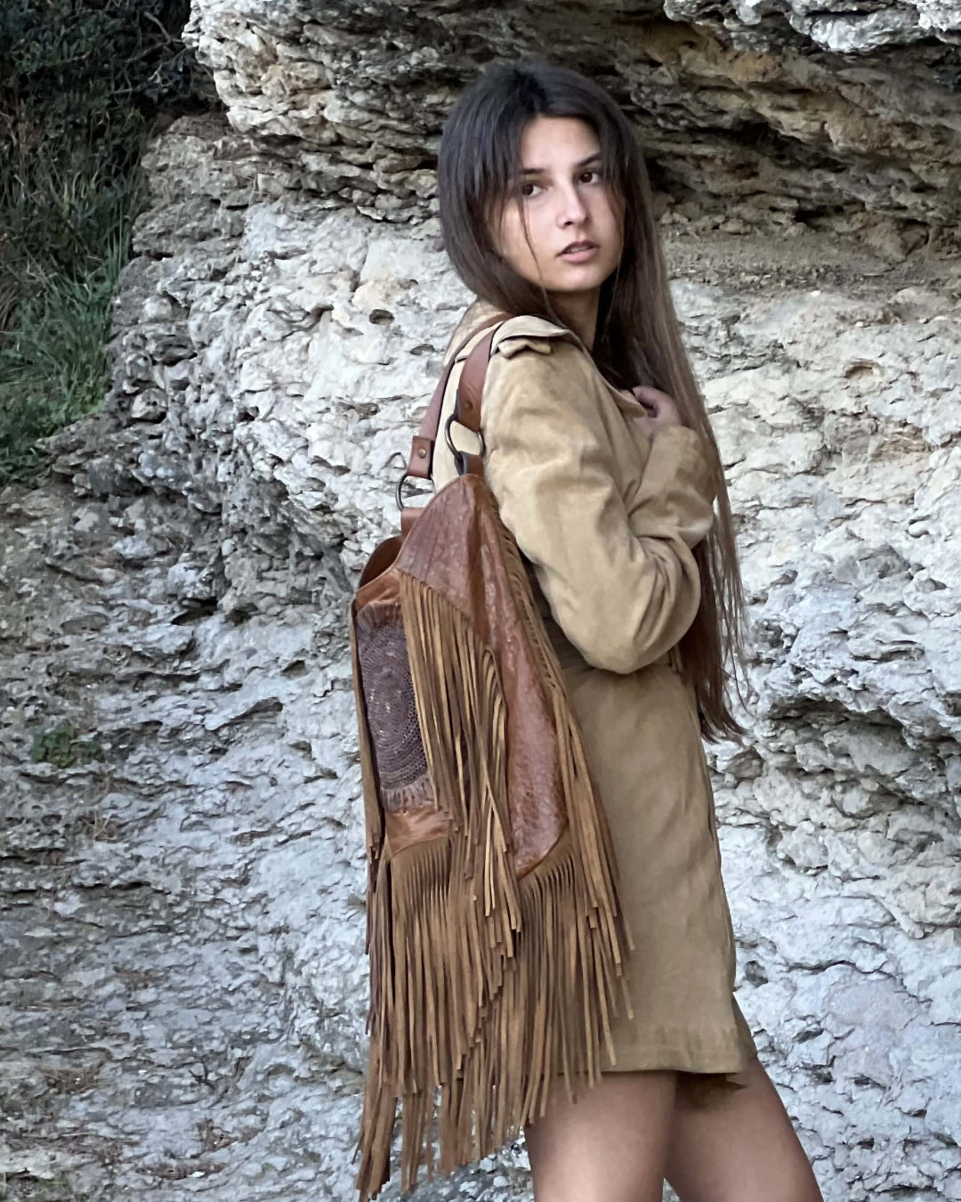 Bolso Flecos Como Marrón (Agotado)
