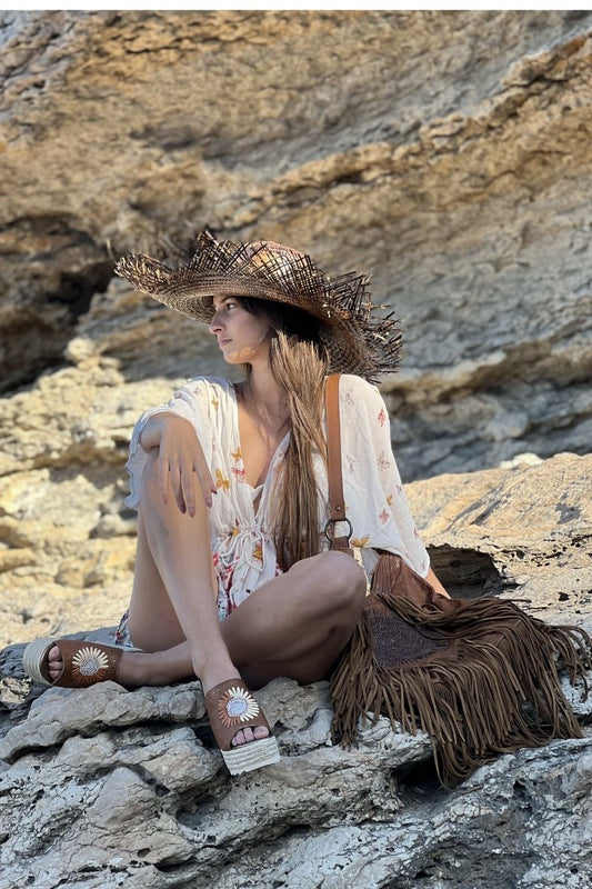 Sandalia "Rosa en Sa Cova" Camel